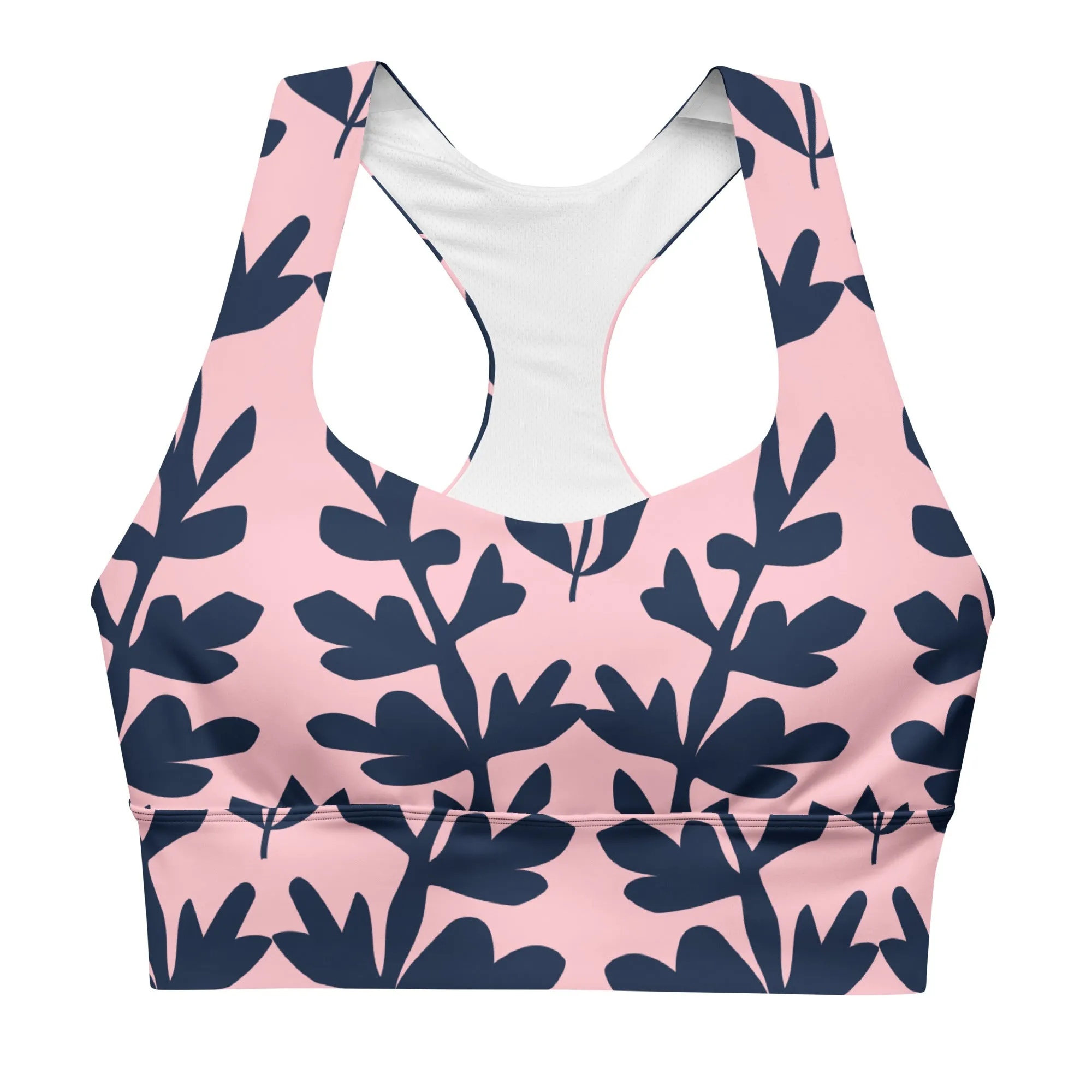 Leave Print Longline sports bra
