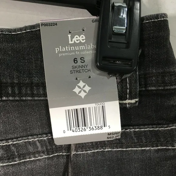 Lee Platinum Label Skinny Stretch Jean, Women's Size 6 Short - Grunge Black