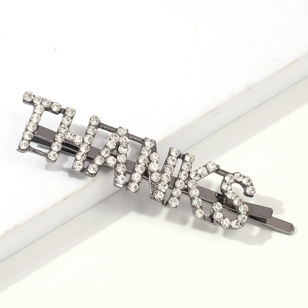 Letter Pattern Fashion Rhinestone Hair Clip