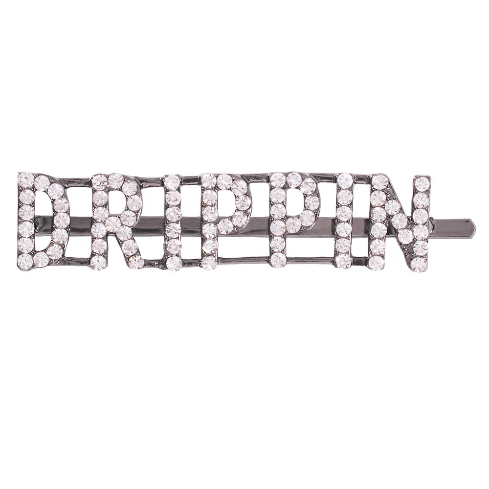 Letter Pattern Fashion Rhinestone Hair Clip