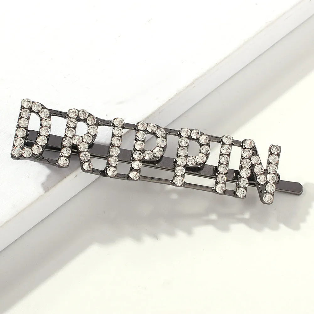 Letter Pattern Fashion Rhinestone Hair Clip