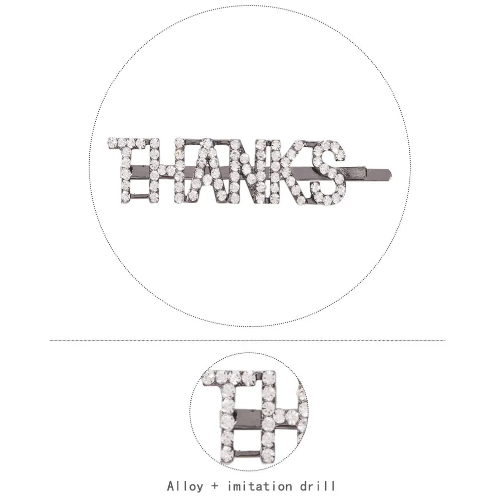Letter Pattern Fashion Rhinestone Hair Clip