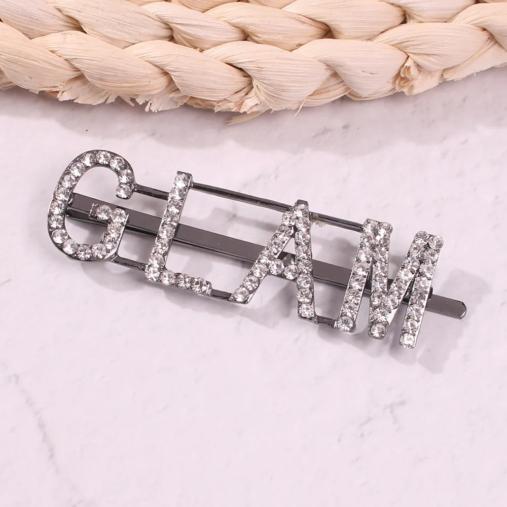 Letter Pattern Fashion Rhinestone Hair Clip