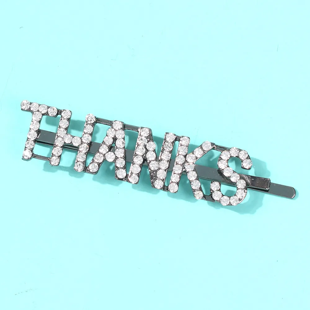 Letter Pattern Fashion Rhinestone Hair Clip