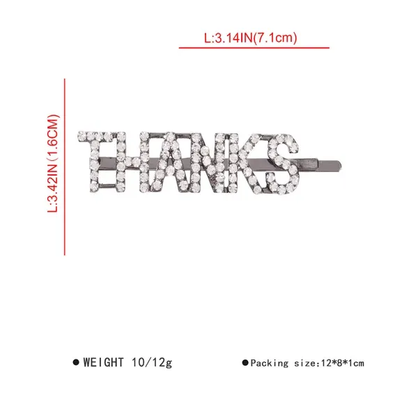 Letter Pattern Fashion Rhinestone Hair Clip