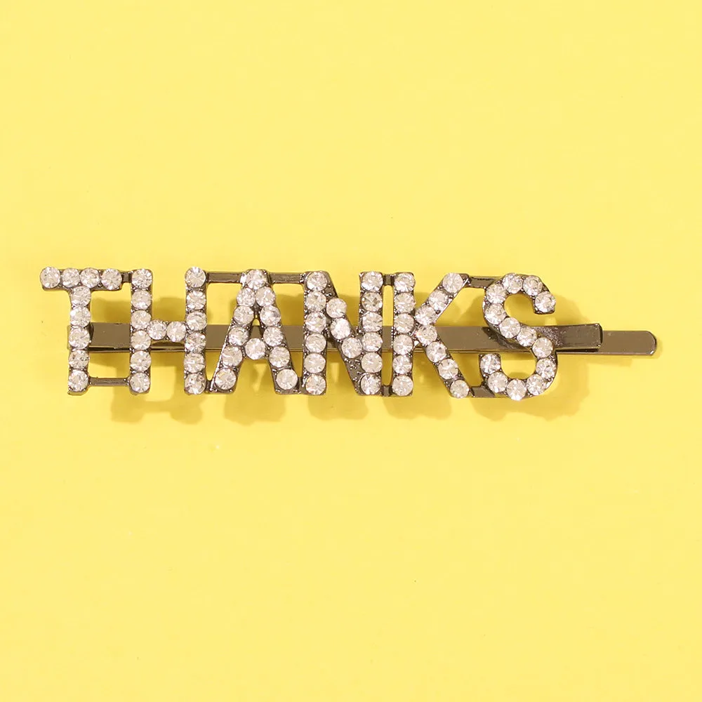 Letter Pattern Fashion Rhinestone Hair Clip