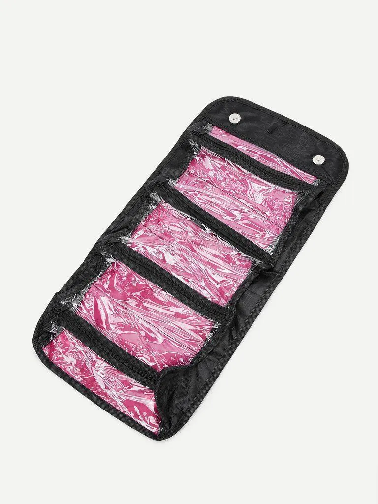 Letter Print Flap Makeup Bag