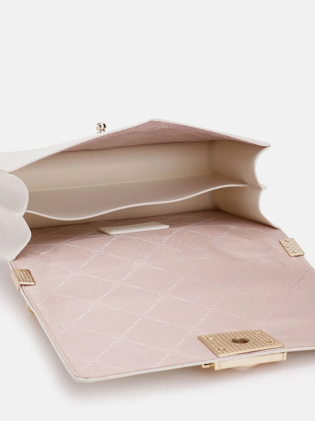 Lino Perros Geometric Textured Structured Shoulder Bag with Quilted Detail