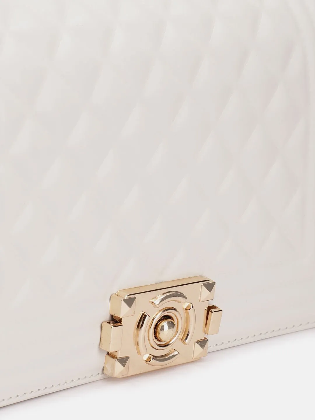 Lino Perros Geometric Textured Structured Shoulder Bag with Quilted Detail