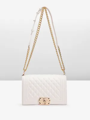 Lino Perros Geometric Textured Structured Shoulder Bag with Quilted Detail