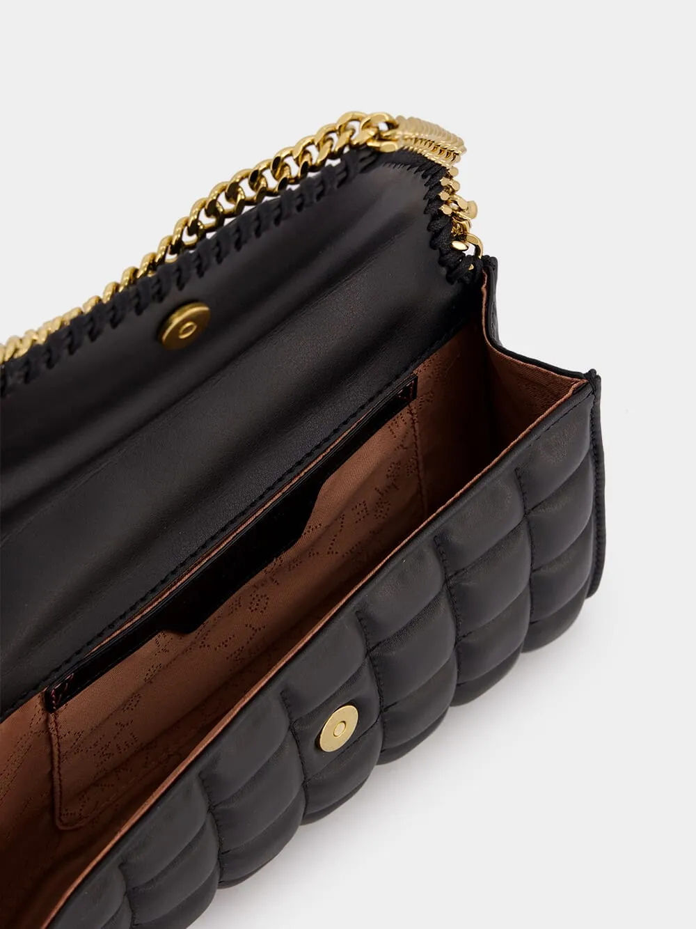 Logo Charm Quilted Black Crossbody Bag