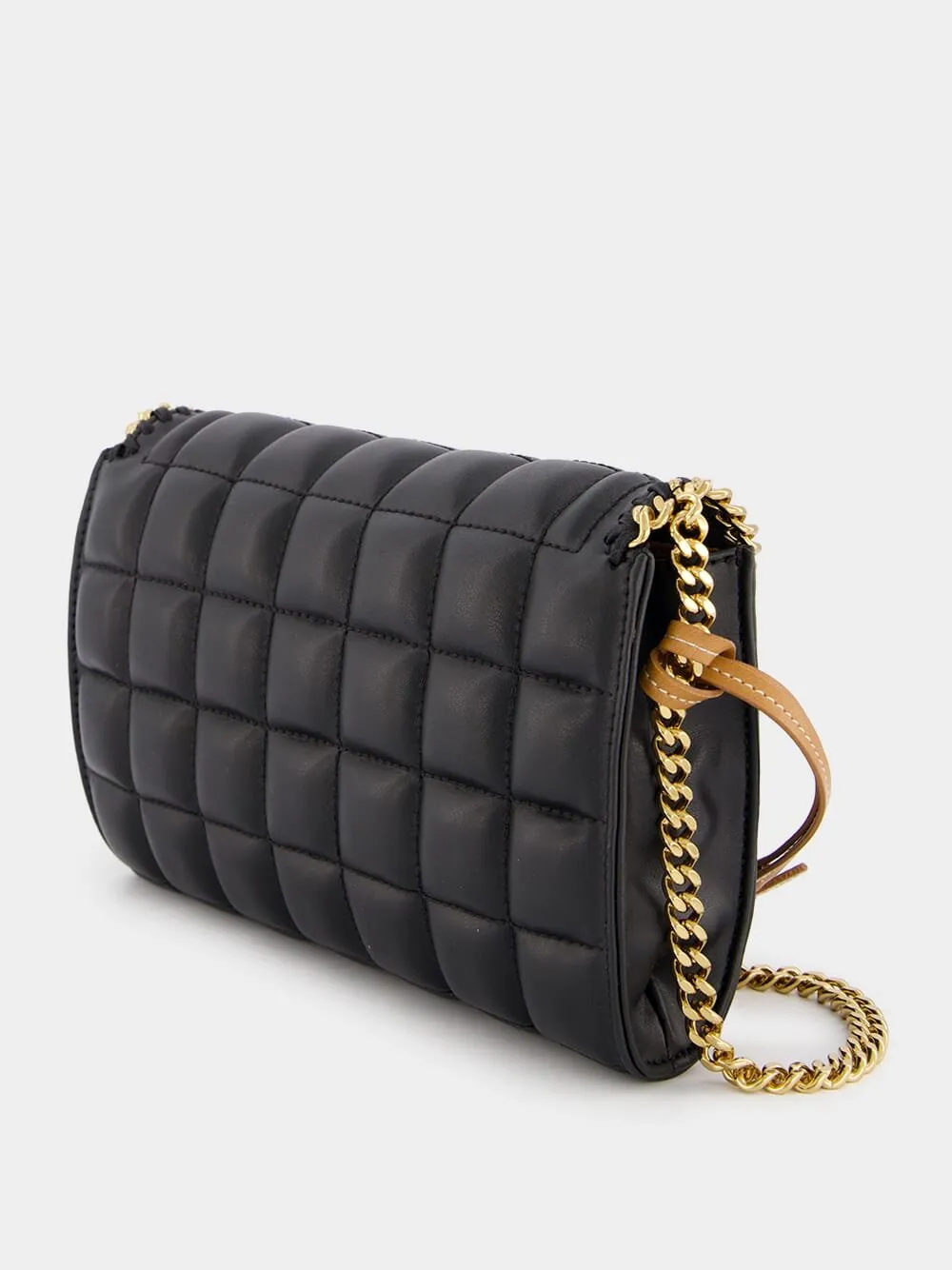 Logo Charm Quilted Black Crossbody Bag