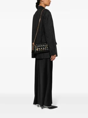 Logo Charm Quilted Black Crossbody Bag