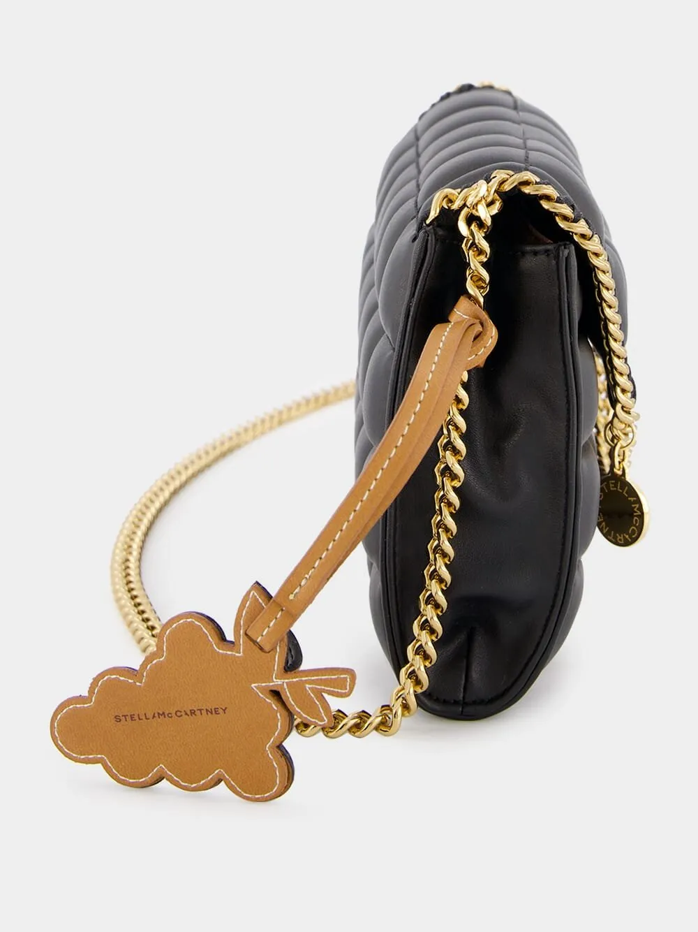 Logo Charm Quilted Black Crossbody Bag