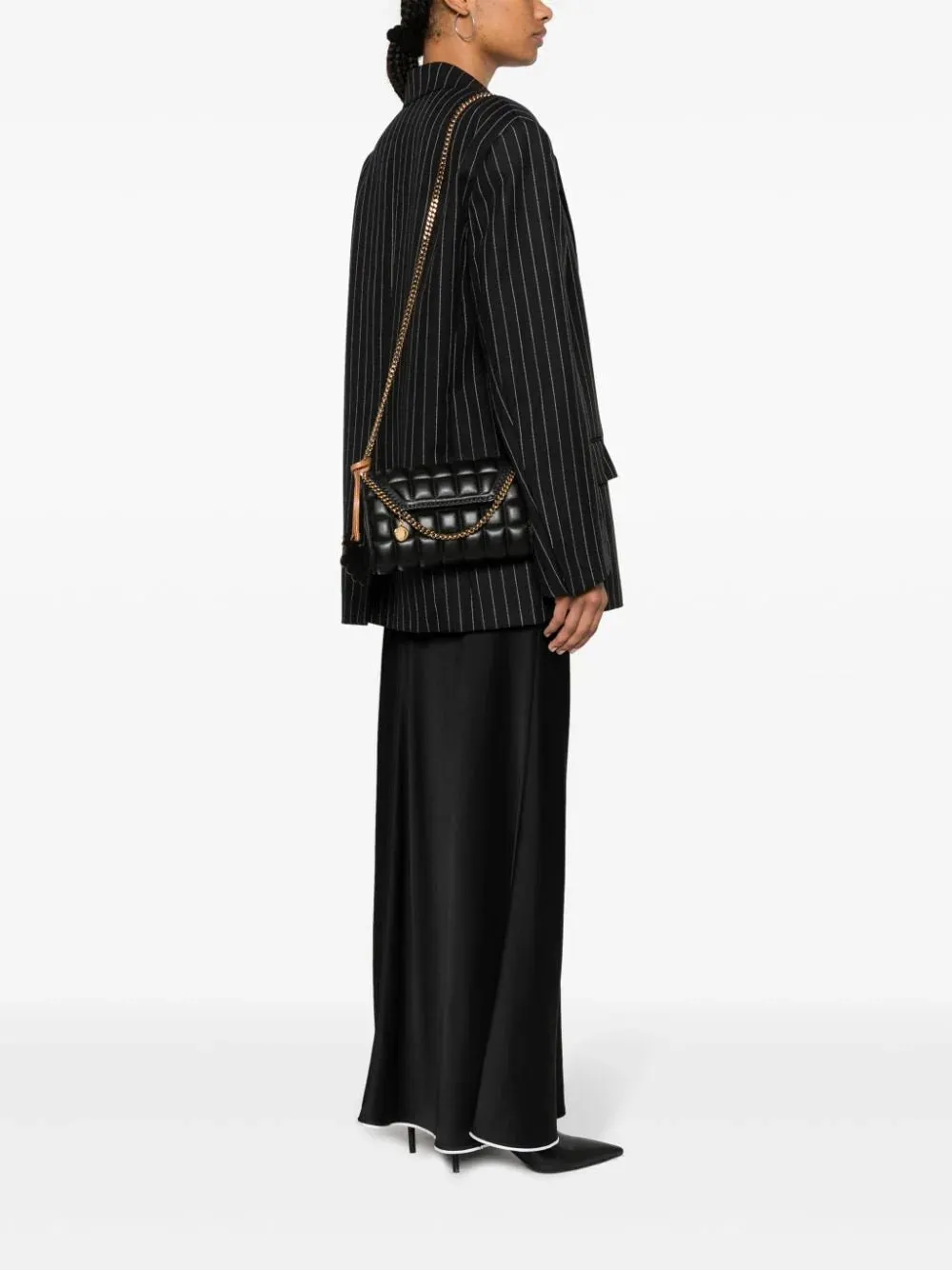 Logo Charm Quilted Black Crossbody Bag