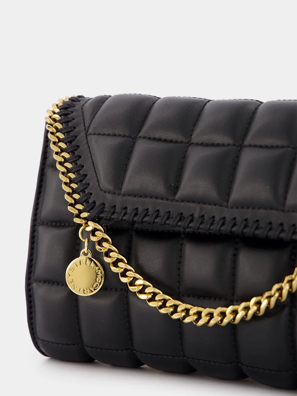 Logo Charm Quilted Black Crossbody Bag