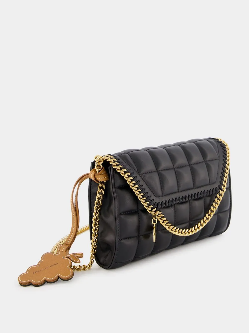 Logo Charm Quilted Black Crossbody Bag