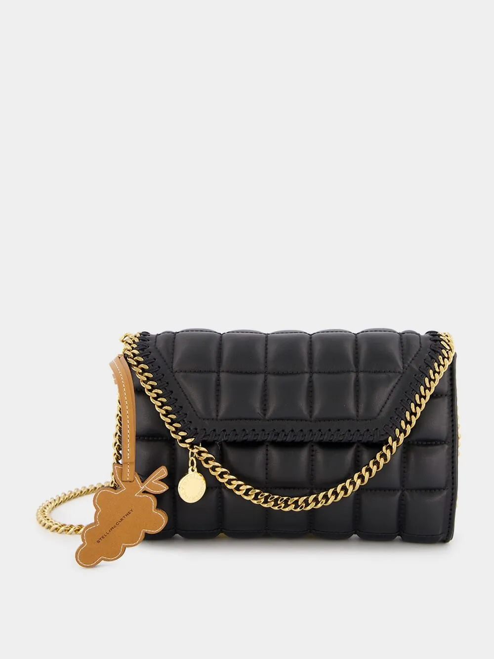 Logo Charm Quilted Black Crossbody Bag