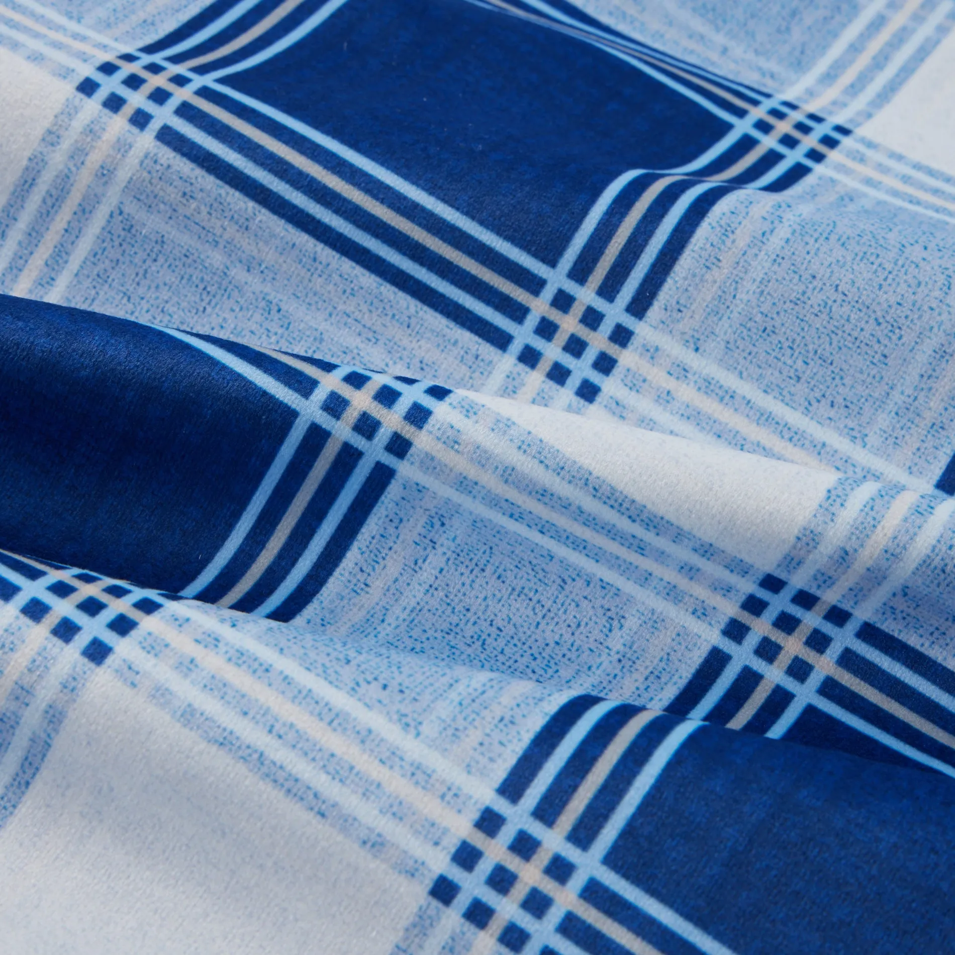 Long Sleeve Quilted Lined Plaid Flannel Shirt Jacket - Blue White