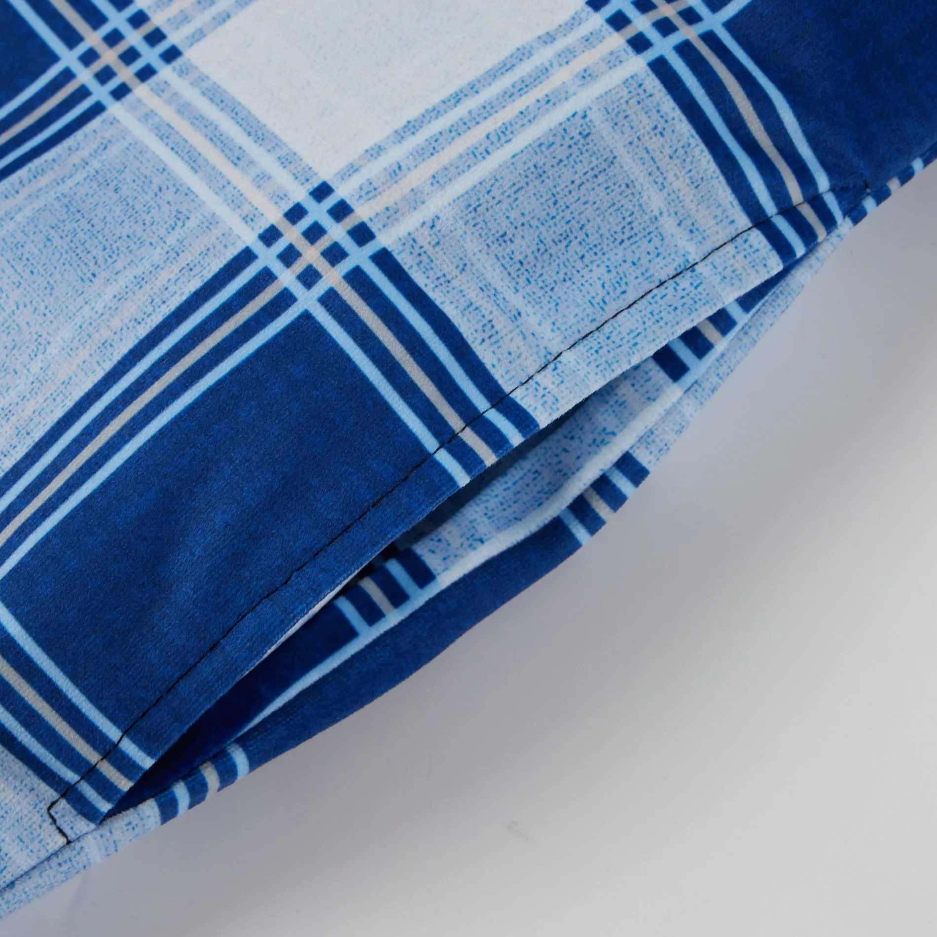 Long Sleeve Quilted Lined Plaid Flannel Shirt Jacket - Blue White