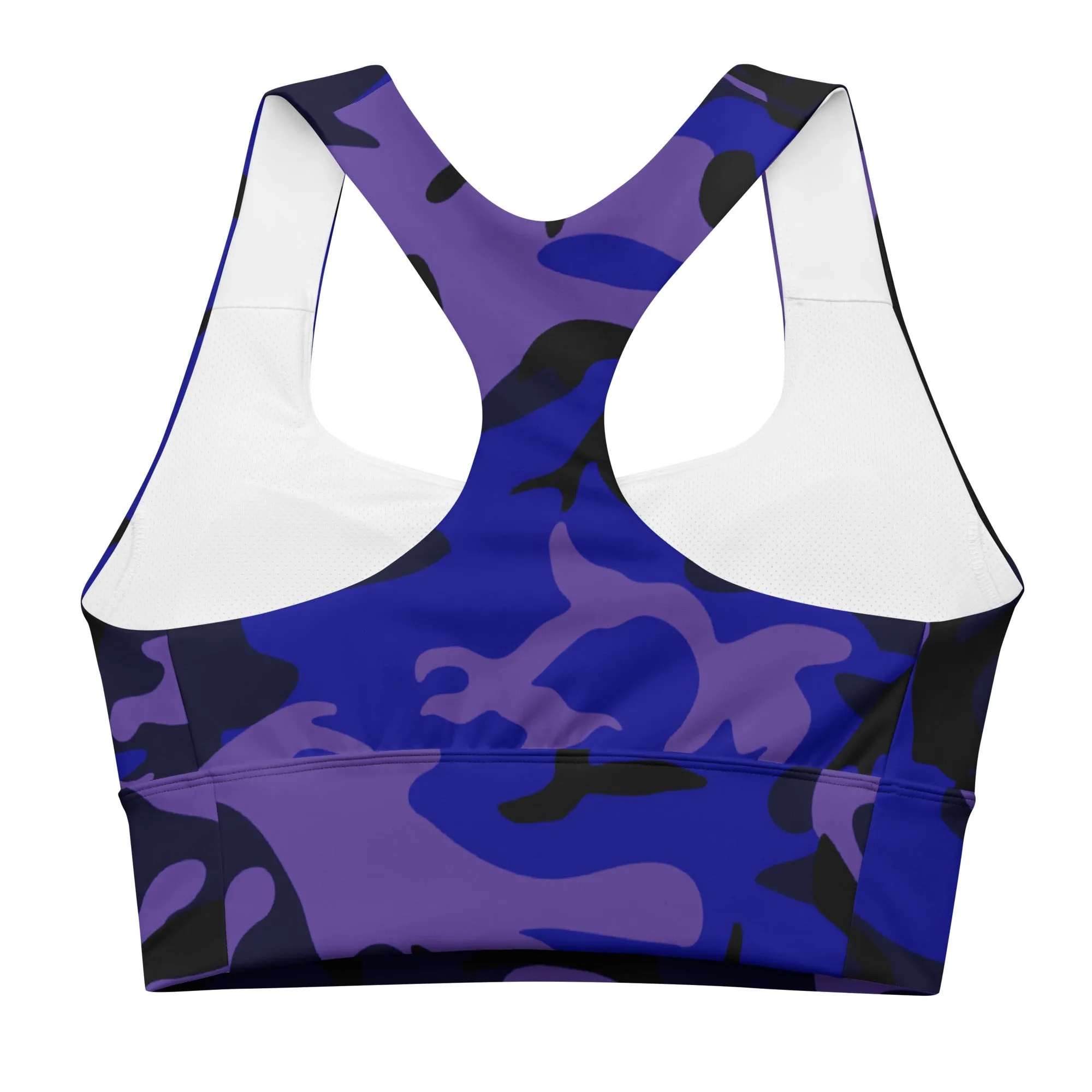 Longline sports bra Purple Royal Blue Camouflage