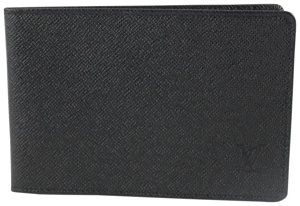 Louis Vuitton Black Taiga Leather Card Holder ID Case 1217lv20