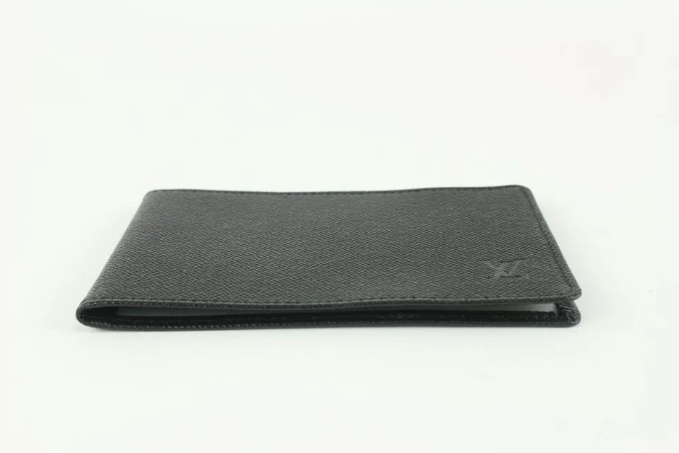 Louis Vuitton Black Taiga Leather Card Holder ID Case 1217lv20