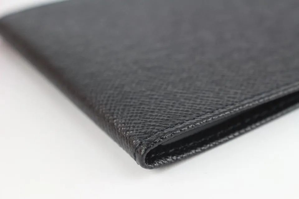 Louis Vuitton Black Taiga Leather Card Holder ID Case 1217lv20