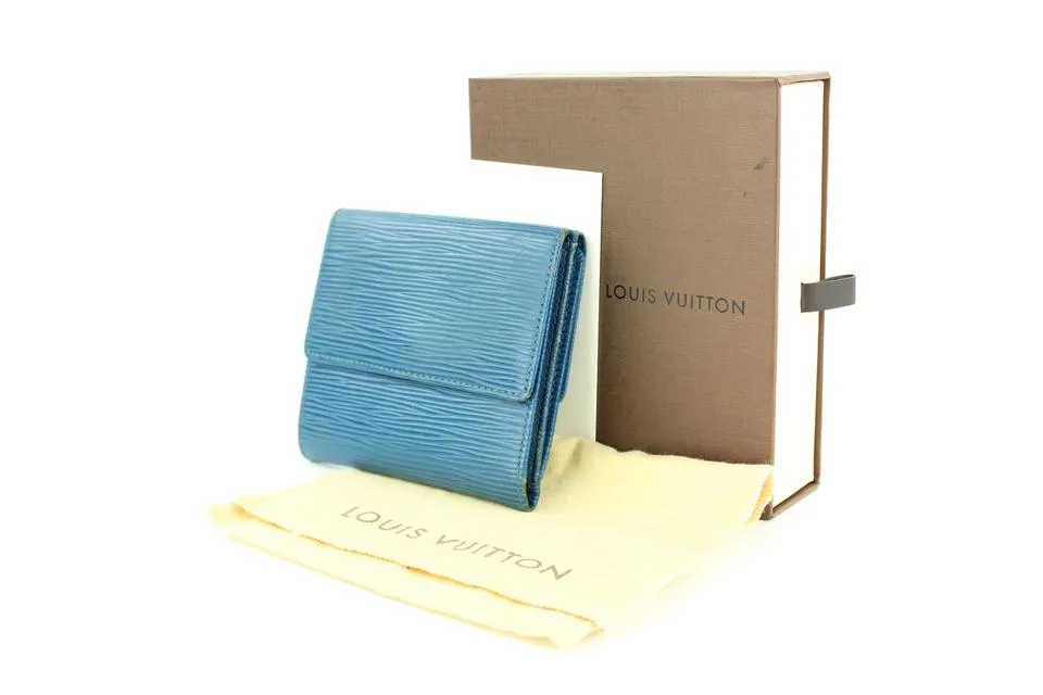 Louis Vuitton Blue Epi Leather Elise Compact Wallet with Box  16LVA1116