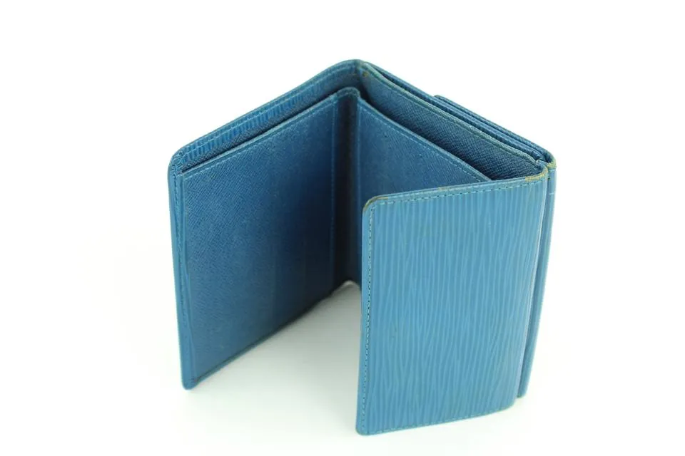 Louis Vuitton Blue Epi Leather Elise Compact Wallet with Box  16LVA1116