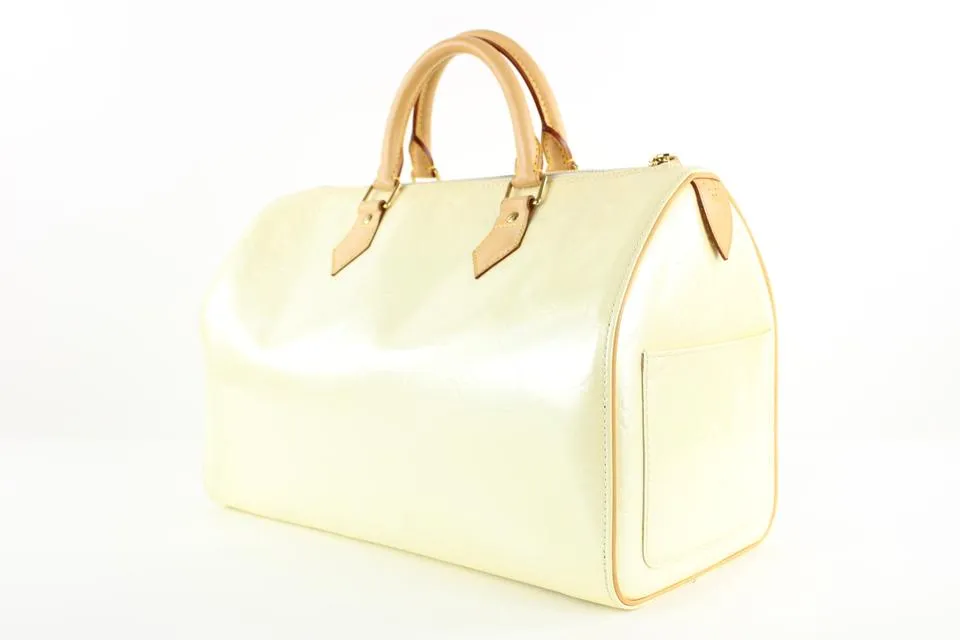 Louis Vuitton Ultra Rare Perle Monogram Vernis Speedy 35 Bag 97lv21