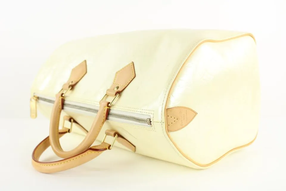 Louis Vuitton Ultra Rare Perle Monogram Vernis Speedy 35 Bag 97lv21
