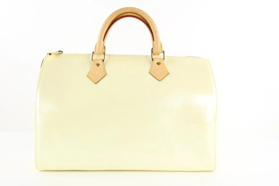 Louis Vuitton Ultra Rare Perle Monogram Vernis Speedy 35 Bag 97lv21