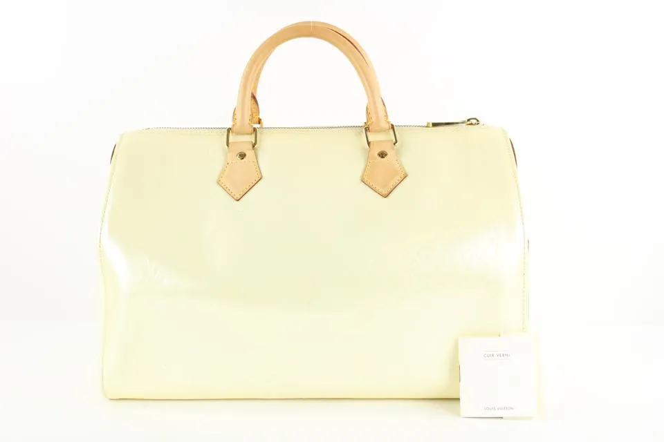 Louis Vuitton Ultra Rare Perle Monogram Vernis Speedy 35 Bag 97lv21