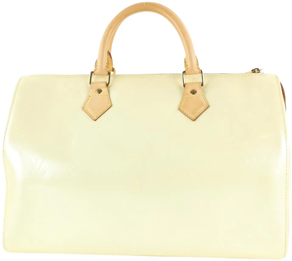Louis Vuitton Ultra Rare Perle Monogram Vernis Speedy 35 Bag 97lv21