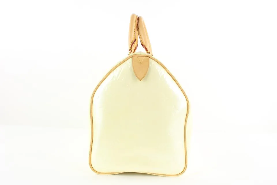 Louis Vuitton Ultra Rare Perle Monogram Vernis Speedy 35 Bag 97lv21