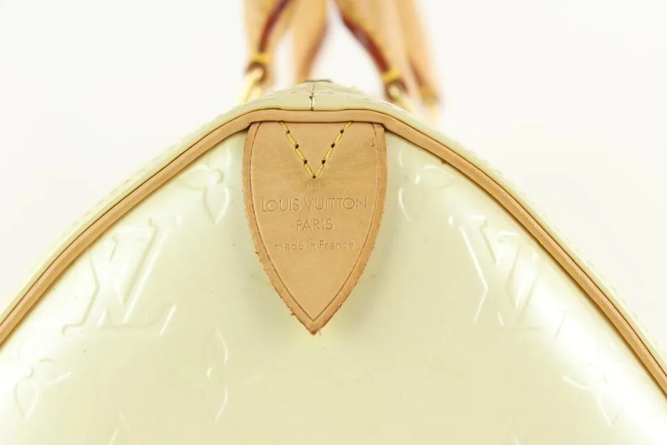 Louis Vuitton Ultra Rare Perle Monogram Vernis Speedy 35 Bag 97lv21