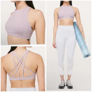 Lululemon Free To Be Serene Bra High Neck In Heathered Powdered Mauve Size 6