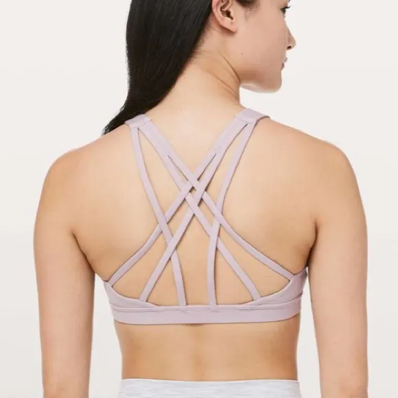 Lululemon Free To Be Serene Bra High Neck In Heathered Powdered Mauve Size 6