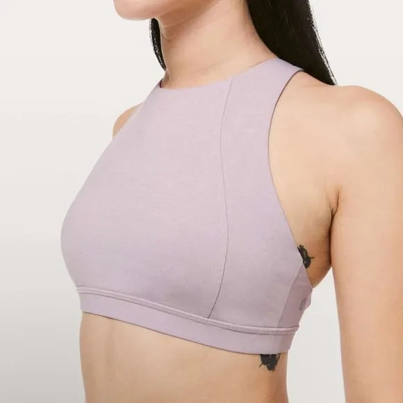 Lululemon Free To Be Serene Bra High Neck In Heathered Powdered Mauve Size 6