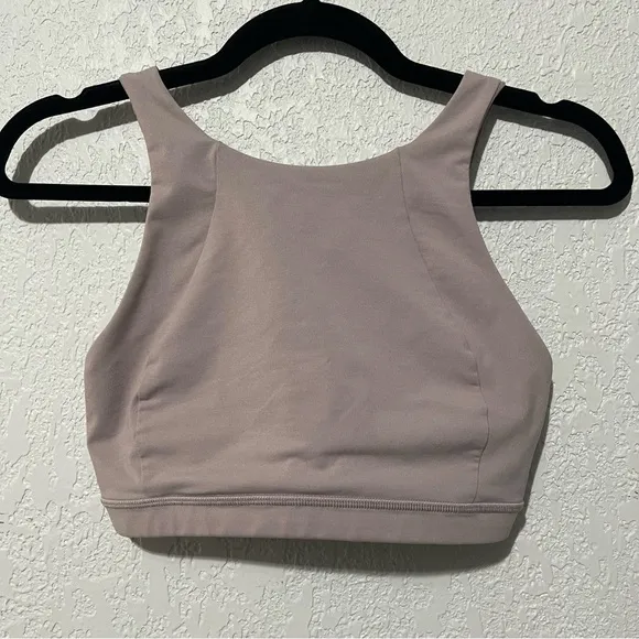 Lululemon Free To Be Serene Bra High Neck In Heathered Powdered Mauve Size 6
