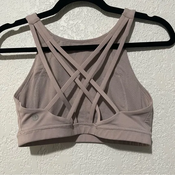 Lululemon Free To Be Serene Bra High Neck In Heathered Powdered Mauve Size 6