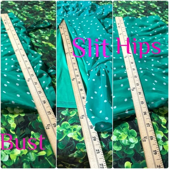 Lulu’s Nellie Green Polka Dot Ruffled Midi Dress size medium NEW