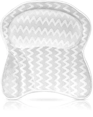 Luxurious Bath Pillow for Tub – Ergonomic Bath Pillow for Neck and Back Support – Bathtub Cushion for a clean - Breathable Comfort 3D Quilted Mesh – Air Mesh Technology Supports Joints (White)