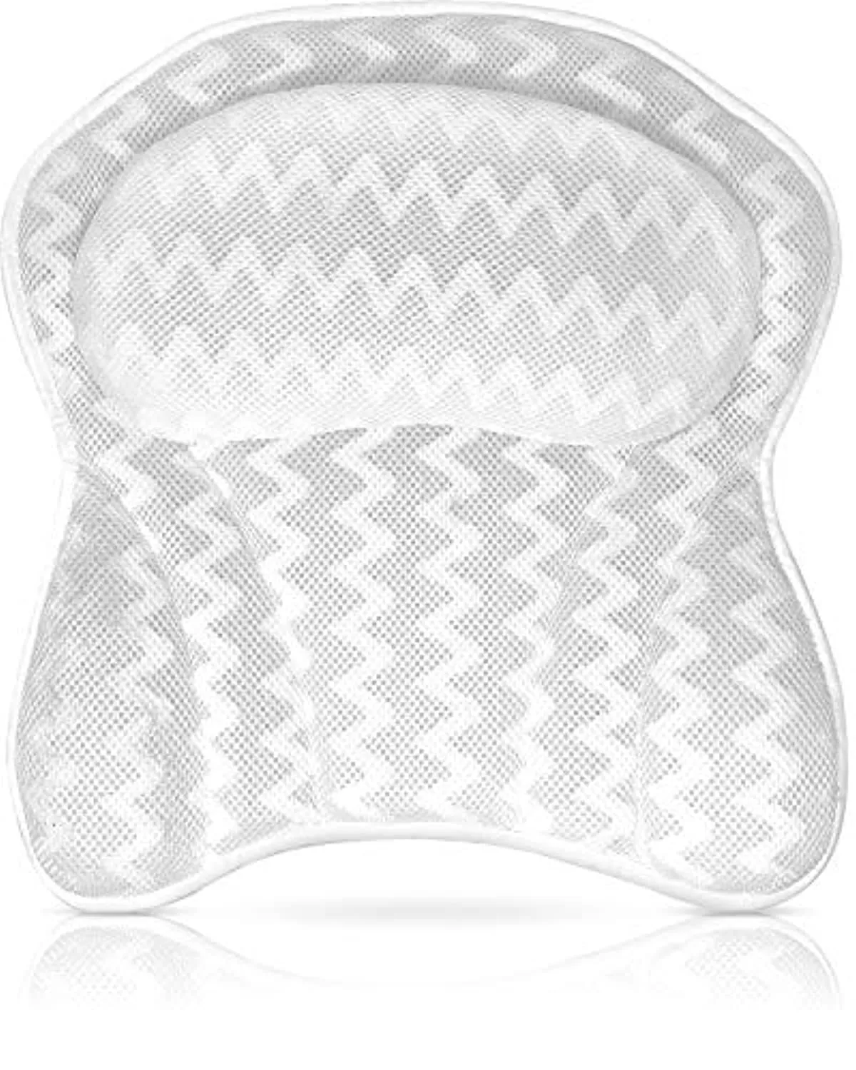 Luxurious Bath Pillow for Tub – Ergonomic Bath Pillow for Neck and Back Support – Bathtub Cushion for a clean - Breathable Comfort 3D Quilted Mesh – Air Mesh Technology Supports Joints (White)