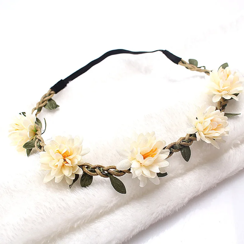 M MISM New Woman Flower Headband Bride Wedding Hair Bands Accessories Girls Bohemian Garland Summer Beach Head Bands Headdress