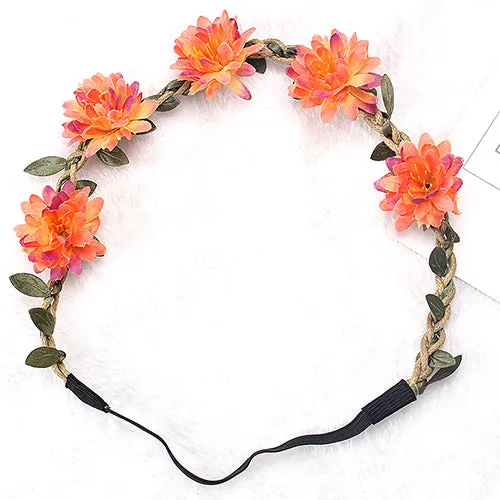 M MISM New Woman Flower Headband Bride Wedding Hair Bands Accessories Girls Bohemian Garland Summer Beach Head Bands Headdress