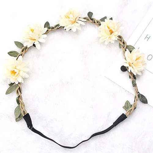 M MISM New Woman Flower Headband Bride Wedding Hair Bands Accessories Girls Bohemian Garland Summer Beach Head Bands Headdress