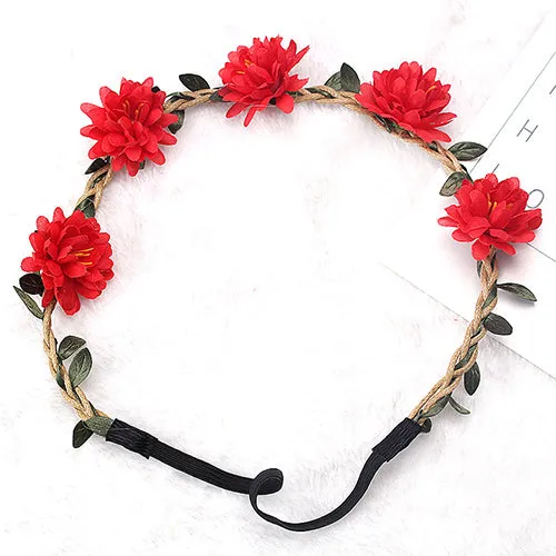 M MISM New Woman Flower Headband Bride Wedding Hair Bands Accessories Girls Bohemian Garland Summer Beach Head Bands Headdress