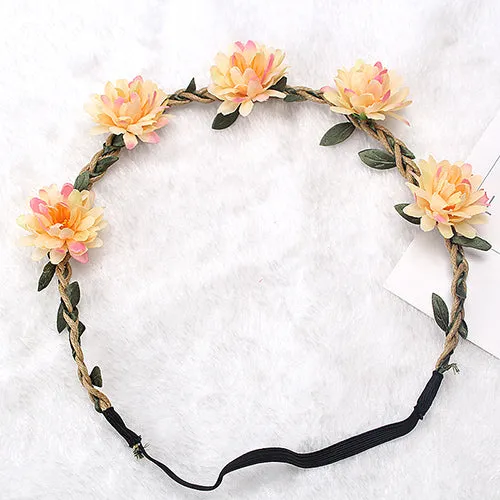 M MISM New Woman Flower Headband Bride Wedding Hair Bands Accessories Girls Bohemian Garland Summer Beach Head Bands Headdress